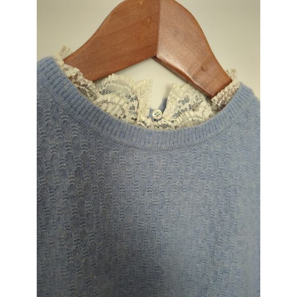 Sandro Paris Lace Trim Pointelle Sweater - Picture 7 of 11